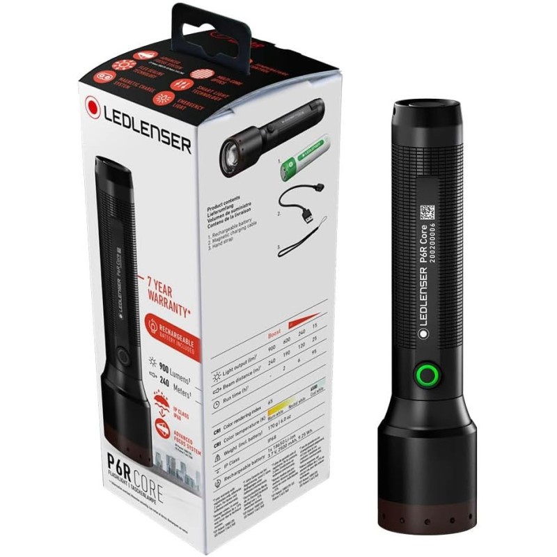 Ledlenser Linterna de bolsillo LED multiusos P6R Core